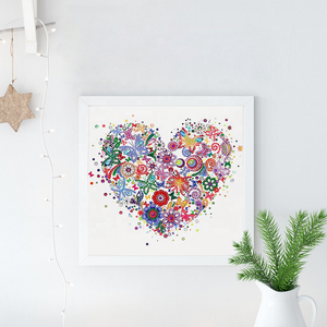 XIXI DIY Acryl Unregelmäßige Form Vier Jahreszeiten Bäume Abstrakte Herz-Landschaft Diamantmalerei Heimdekoration mit Kristallglanz - Product Image 4
