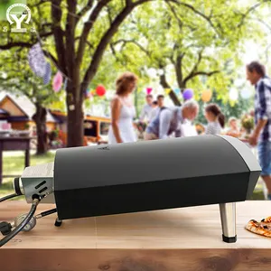 Outdoor Camping Draagbare Gasbrander Kleine Pizza Maker Oven Gas Aangedreven Rookloze Keramische Tafelblad Pizza Oven