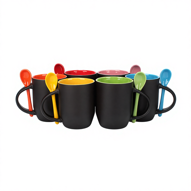 New Design Magic Mug with Spoon 12oz Ceramic Coffee Mugs Sublimation Color Changing Mug Cup