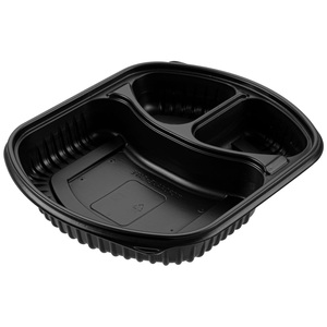 Lonchera Ecológica Negra de 3 Compartimentos, Apta para Alimentos, de PP Desechable, con Tapa Transparente, Contenedor de Alimentos para Llevar - Product Image 5