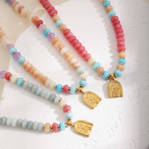 Cá Nhân Hoán Đổi Cho Nhau Mặt Dây Chuyền Đầy Màu Sắc Hạt Nghệ Thuật Cây Cọ Lớp Vòng Cổ Không Thấm Nước Vàng Thép Không Gỉ Đồ Trang Sức - Product Image 3