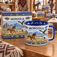 Tasse à café en céramique souvenir de Mongolie, motif cheval, aigle, yourte d'Ulaanbaatar, en porcelaine, design personnalisé, OEM ODM, vente en gros