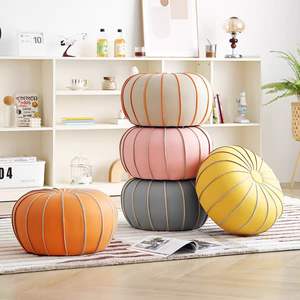 Pouf Round <b>Stool</b> Pumpkin Shape Multi Color Living Room Floor Seat For Home Decor Adults Children Elderly - Product Image 1