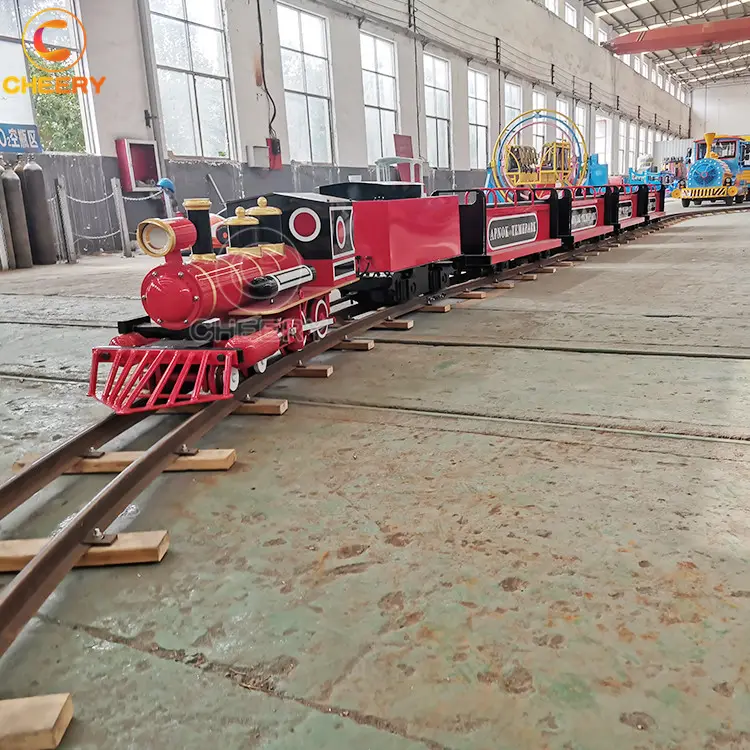 Parque de diversões de natal, passeio de trem elétrico para crianças e adultos para áreas centrais, fazenda, jardim