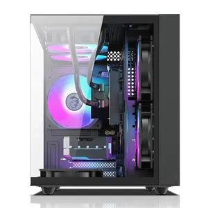 Üretici özel m-atx durumlarda ve temperli cam kapı kolu ve tokmağı RGB soğutma fanı PC bilgisayar vaka ile kuleleri