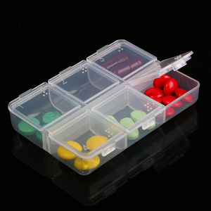 Portable Pill Box 6-Compartment Transparent Medicine Storage Case For Travel With Covered Compartments Food Grade PP Plastic - Product Image 3