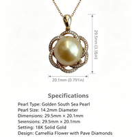 Collier pendentif de luxe en or véritable 18 carats avec perle ronde dorée de qualité AAAAA pour femme, breloque en perle ajourée filigranée, Guangdong