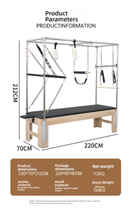 Pilates Offizielles Equipment MQ00028 Langlebiges Weißes Ahorn Klassisches Erhöhtes Flachbett Cadillac Trainingsgerät für Pilates-Studios - Product Image 5