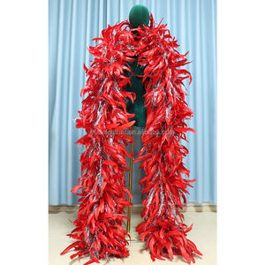 Перья петуха Red Rooster, серебряная нить, 3 метра, окрашенные, с узором, для свадеб, рукоделия, карнавалов, фестивалей, вечеринок, декор в натуральном стиле - Product Image 2