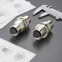 Connecteur traversant M12 en cuivre IP67 8P Femelle-Femelle A-Code 5A 250V pour armoire de commande
