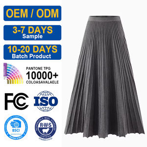 Fabricante de Ropa OEM ODM, Ropa de <span class=keywords><strong>Mujer</strong></span>, Falda Línea A con Cintura Imperio, Otoño-Invierno, Transpirable, Elegante, Plisada, Hasta la Rodilla - Product Image 1