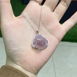สร้อยคอเงินแท้ S925 ประดับด้วยหินธรรมชาติสีม่วง คาลเซโดนี รูปทรงไข่นกพิราบ สไตล์จีน จี้รูปไข่สีม่วงใหม่ พร้อมเม็ดน้ำแข็ง - Product Image 2