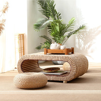 Table basse tatami simple et durable en herbe de la canne, style Zen, pour balcon, fenêtre ou salon