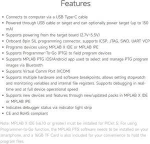 Aismartlink Waveshare PICkit 5 인 회로 디버거, 프로그래머 투 고 지원, Type-C 포트, MPLAB 지원, 카드 프로그래머 - Product Image 4