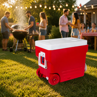 Glacière rigide rouge de haute qualité en gros, capacité 55L, personnalisable avec votre marque, pour maintenir au frais et garder les glaçons au frais