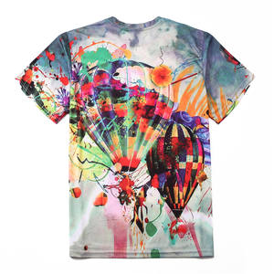 T-shirts à manches courtes col rond pour hommes, style punk, taille plus, imprimés en 3D avec un ballon à air chaud, art coloré, durables - Product Image 2