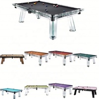 Table de baby-foot en verre avec pieds en bois, design italien moderne et luxueux / Table de billard en cristal / Table de ping-pong d'extérieur / Table de poker transparente