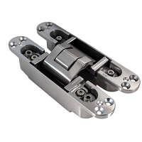Bisagra oculta 3D de acero inoxidable satinado L160 W30mm para instalación sobre la superficie, para puertas cortafuegos EN1634 FR-132