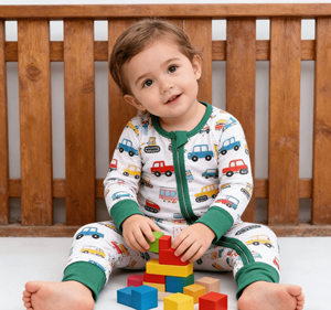 Set di Tutina con Zip in Morbido Bambù e Pigiama Due Pezzi Pronto per la Spedizione, Abbigliamento all'Ingrosso per Neonati e Bambini - Product Image 1