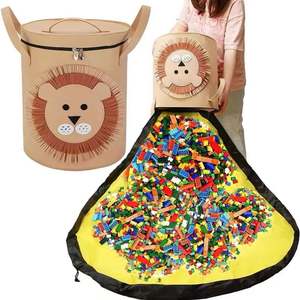 Boîte de rangement pour jouets populaire, organisateur et tapis de jeu, panier de rangement pour jouets avec couvercle à fermeture éclair, cube de rangement pour enfants - Product Image 3