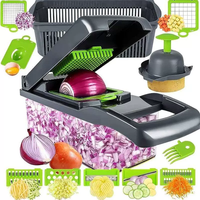 15 In 1 Hand Multifunctionele Vegetarische Uiensnijder Mandoline Fruitsnijder Aardappelschiller Handmatige Groentehakselaar