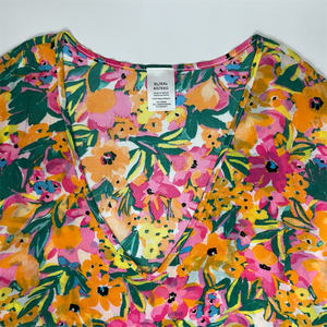 Venta al por mayor Fabricante Floral Patrón Vestido Crepé de punto con cuello en V Vestido de media manga - Product Image 5