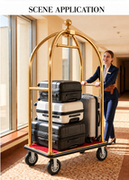 Chariot à bagages électrique compact doré en acier inoxydable et titane, facile à démonter et à assembler, idéal pour les hôtels et restaurants