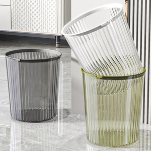 Transparent Trash Can Cylindrical 12L And Above With Pressure Ring For Home Office Bathroom Kitchen Bedroom Living Room - Product Image 2