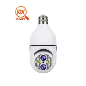 360 panorama lensa ganda wifi e27 bola lampu 1080p 4mp kamera keamanan kecil wifi ptz ip kamera lampu rumah