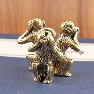 Artisanat en métal, statue en laiton « Ne dis pas, ne lis pas, ne regarde pas » (trois <span class=keywords><strong>singes</strong></span>), décorations artisanales pour la maison - Product Image 6