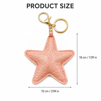 Porte-clés étoile à cinq branches en cuir PU brillant effet craquelé, pendentif étoile gaufré, breloque pour sac et clés de voiture, accessoires cadeaux DIY