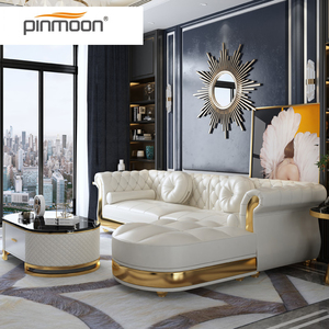 Ensemble de canapés en cuir d'angle de luxe, design italien, moderne, <span class=keywords><strong>blanc</strong></span>, coton, métal, carton, salon, canapé modulaire en bois personnalisé - Product Image 4