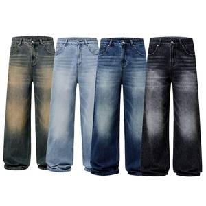 Jean droit ample en denim de coton délavé style streetwear pour homme <span class=keywords><strong>Keren</strong></span>, taille mi-haute, longueur au sol, avec poches décoratives, collection automne - Product Image 5