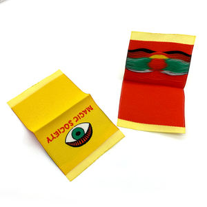 Etiqueta de ropa tejida gruesa de alta densidad Etiqueta de seda tejida con logotipo personalizado de color brillante - Product Image 1