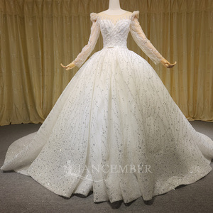 Robe de mariée de luxe à manches longues, robe de bal, Vestido De Novia, dentelle, paillettes, robe <span class=keywords><strong>Marie</strong></span> Lsch24 - Product Image 1