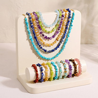 Bracelet et collier en pierres concassées naturelles irrégulières, plaqué or, étanche, bijoux de mode, vente en gros - Nouveauté très prisée