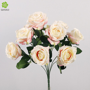 Ramo de Rosas Artificiales Onduladas de 9 Cabezas, Flores de Seda y Plástico de Alta Simulación, Decoración para Bodas, Accesorios de Fotografía, Decoración del Hogar - Product Image 2