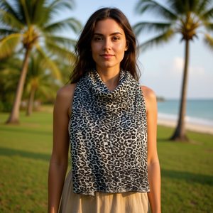 Bufanda larga de hilo balinés con estampado de leopardo, 70x180 cm, accesorio de moda para mujer - Product Image 1