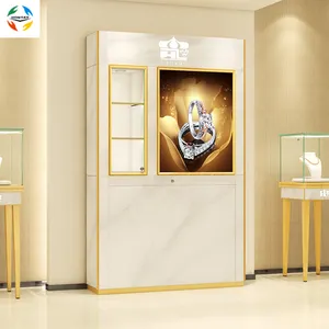 Internation Brands Jeweller Shop Showcase Custom Colors Top Light Lock Diamond Display Cabinet
