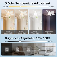 Ventilateur de plafond LED 40W E27 2-en-1 avec télécommande, 3 températures de couleur, dimmable, pales détachables, silencieux, débit d'air élevé, lampe sans fil pour chambre à coucher