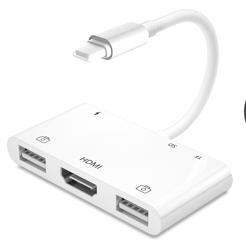 Для iPhone USB HDMI совместимый HDTV 4K коннектор OTG кардридер TF/SD адаптер Цифровой AV адаптер для Apple