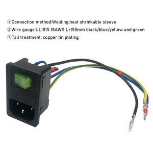 ปลั๊กโมดูลอินเล็ต 5A พร้อมฟิวส์ สวิตช์ ช่องเสียบไฟแบบตัวผู้ 10A 250V 3 ขา IEC320 C14 พร้อมขั้วต่อแบบ Crimp และสายไฟ - Product Image 5