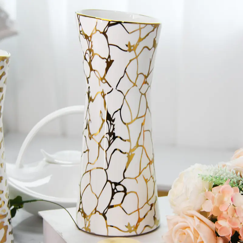 V131-GC ristorante tavolo da pranzo decorazioni in oro vaso per composizioni floreali vasi di lusso in ceramica per la decorazione domestica