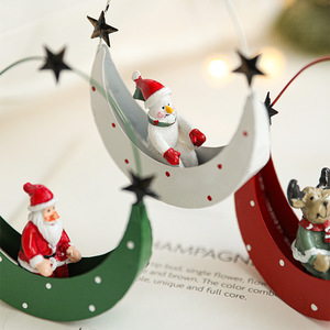 Pendentif arbre de noël suspendu ornements fer ornements de noël lune <span class=keywords><strong>bateau</strong></span> bonhomme de neige renne père noël arbre de noël pendentif - Product Image 4