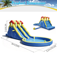 Toboggans aquatiques gonflables commerciaux à double piste avec piscine à balles, mur d'escalade, piscine à jets, jeu de lancer d'anneaux, panier de basket-ball, souffleur
