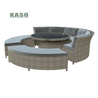 Meubles de patio extérieur en aluminium moderne salle à manger métal fonte d'aluminium extérieur rotin meubles de jardin ensemble canapé extérieur incurvé