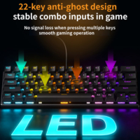 Clavier de jeu mécanique filaire OEM ODM 61 touches 60 % avec interrupteurs bleus et blancs pour le bureau et le gaming