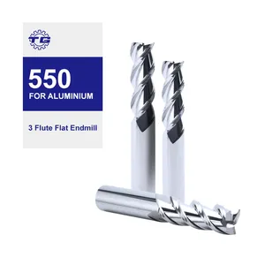 TG High Performance 3 Flautas Cabeza plana (serie 550) fresa de aluminio