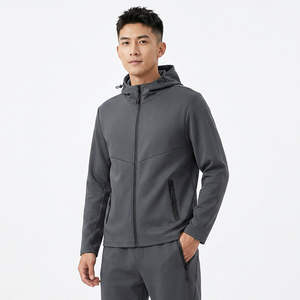 Hot Sale Men's Striped Solid 2 Pieces Hoodies Suit Windproof Skin Friendly Sports <b>Gym</b> Sweatsuit Jogger Tracksuits With Zipper - Product Image 5