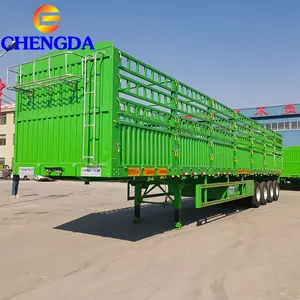 3轴12.5M 13M 60吨围栏半挂车散装货物运输侧壁卡车围栏半挂车